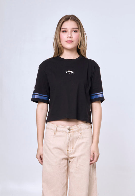 Mossimo Fiorenza Black Modern Cropped Fit Tee