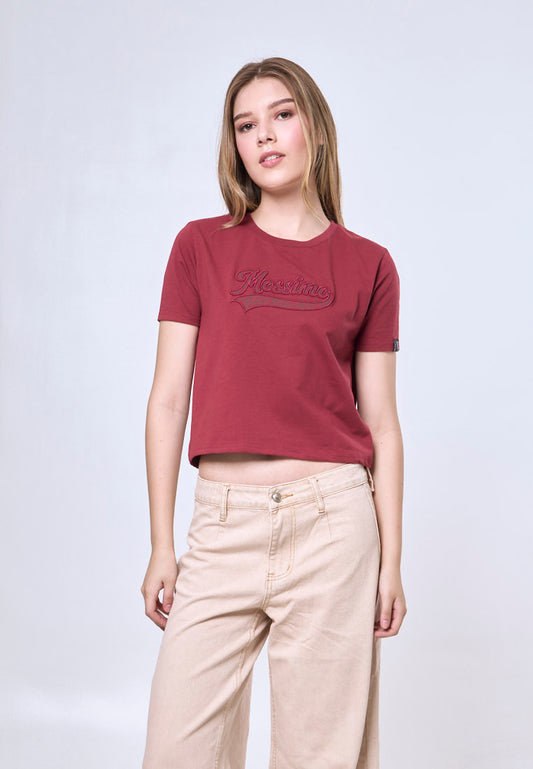 Mossimo Arabella Maroon Classic Cropped Fit Tee