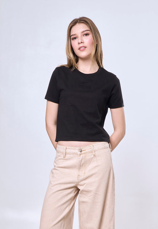 Mossimo Rachel Black Classic Cropped Fit Tee