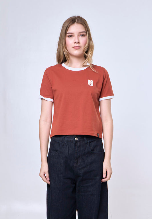 Mossimo Felicity Rust Ringer Classic Cropped Fit Tee