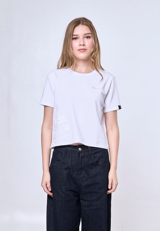 Mossimo Edith White Classic Cropped Fit Tee
