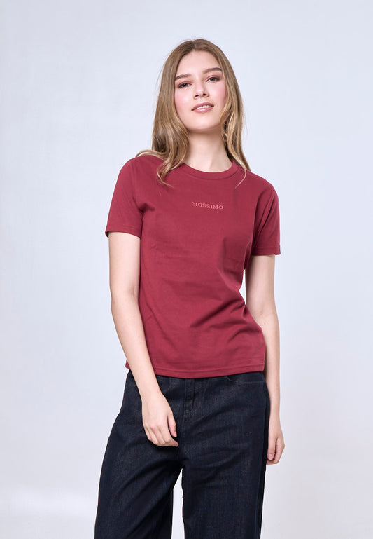 Mossimo Irene Maroon Classic Fit Tee