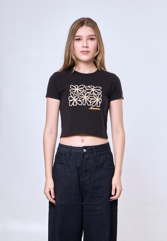 Mossimo Annalise Black New Gen Cropped Fit Tee