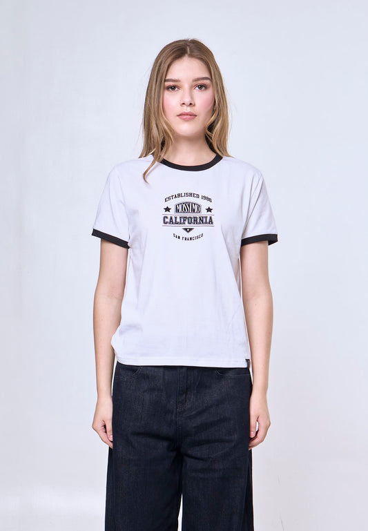 Mossimo Donna White Classic Ringer Fit Tee