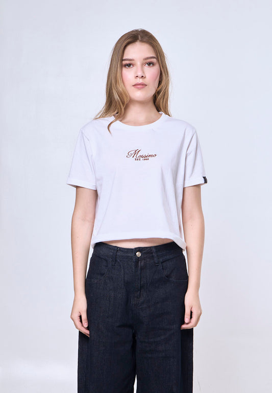 Mossimo Bea White Classic Cropped Fit Tee