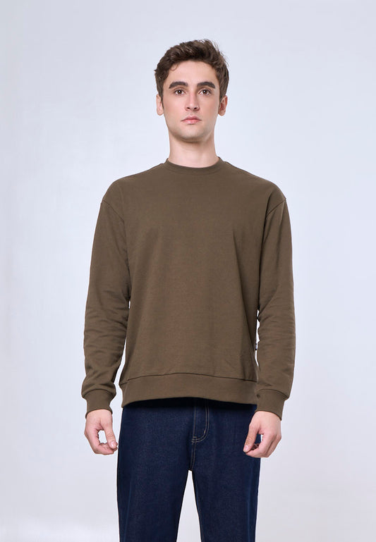 Mossimo Olive Tailored Fit Longsleeves Round Neck For Men