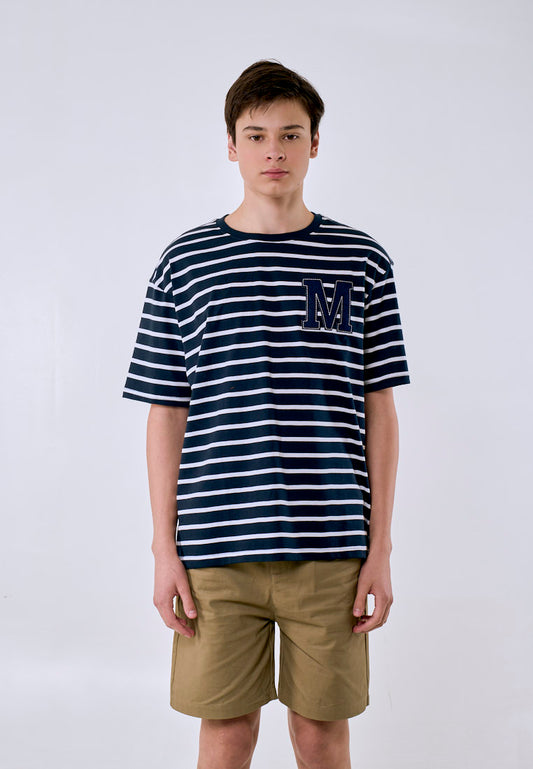 Mossimo Men's Navy White Felt Applique Details Modern Fit Tee