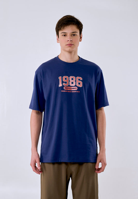 Mossimo Men's Blue Metallic Logo Comfort Fit Tee