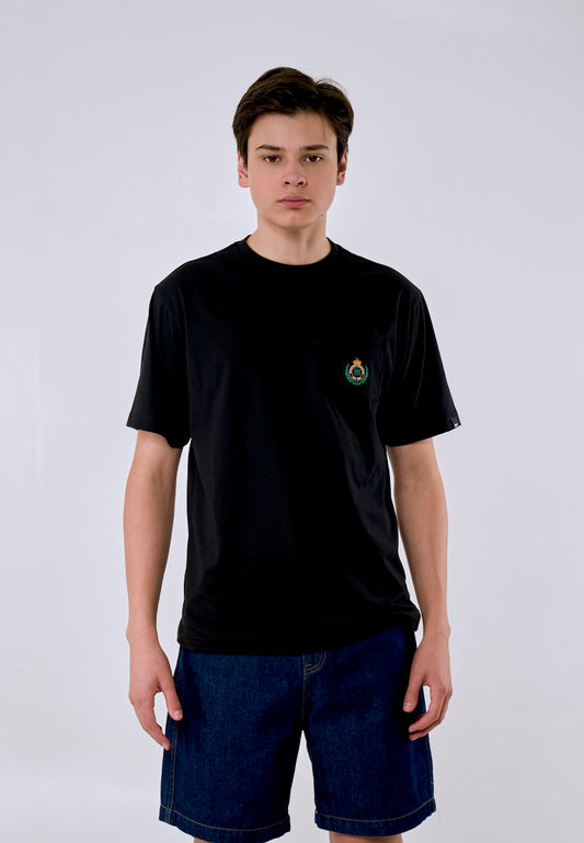 Mossimo Men's Black Embroidered Graphic Comfort Fit Tee w/ Back Print