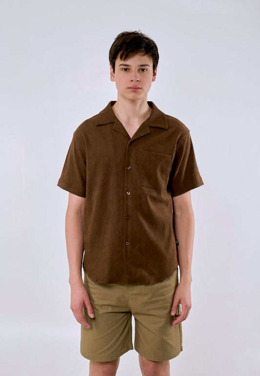 Mossimo Men's Brown Buttondown Woven ShortSleeves Comfort Fit Top