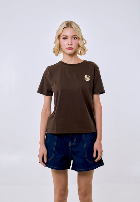 Mossimo Women's Choco Brown Twill Patch Comfort Fit Tee