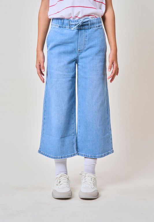 Mossimo Kids Girls Light Blue Wide Leg Drawstring Jeans