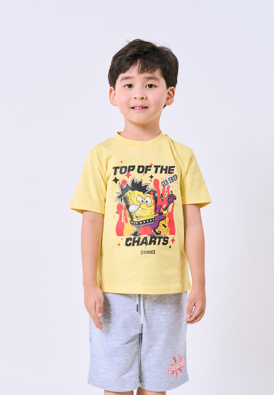 Mossimo Kids Spongebob Yellow Unisex Tshirt & Shorts Set For Boys