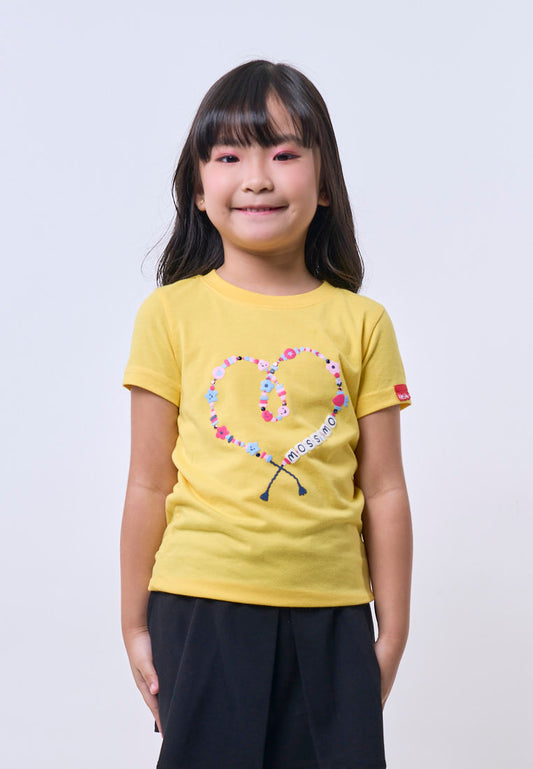 Mossimo Kids Girls' Yellow Multi Colored Heart Basic Tshirt