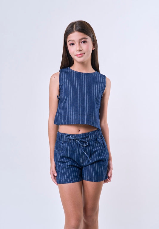 Mossimo Kids Med Blue Striped Denim Top & Shorts Set - For Girls, For Kids