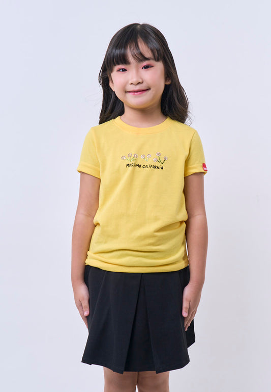 Mossimo Kids Girls' Yellow Floral Rhinestone Basic Tshirt