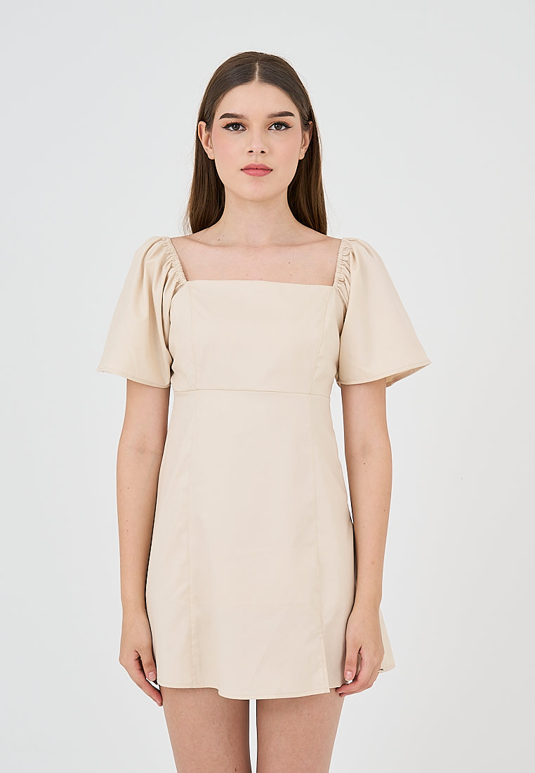 Mossimo Kirsten Beige Flare Mini Dress
