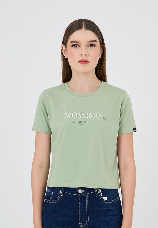 Mossimo Angelica Sage Green Classic Cropped Fit Tee