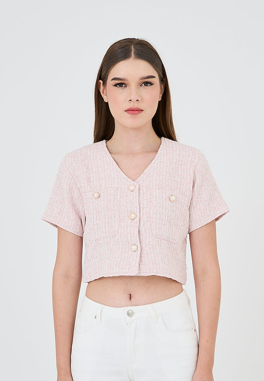 Mossimo Aliana Pink Tweed Crop Top