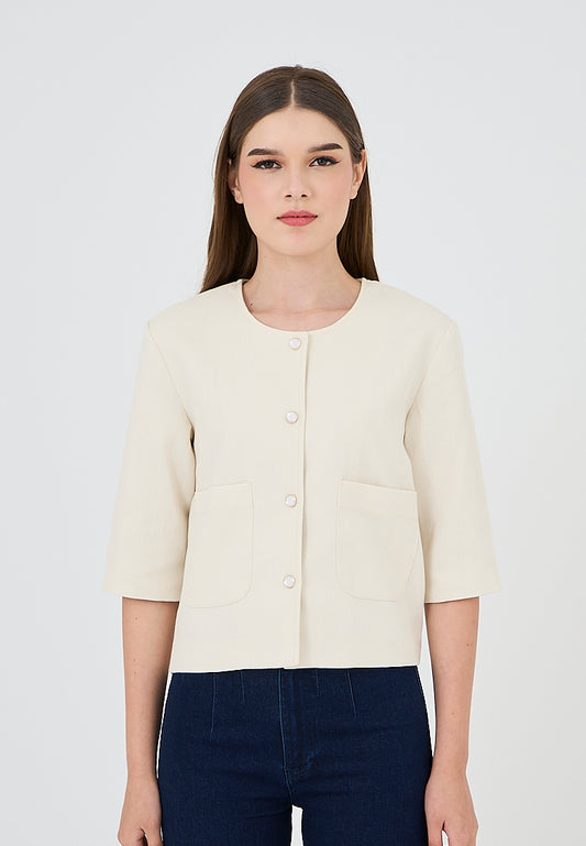 Mossimo Jayzel Off White Tweed Top