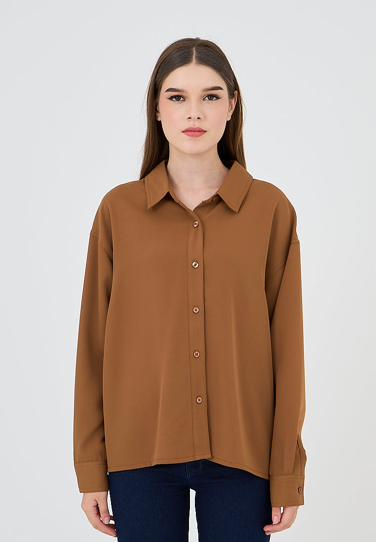 Mossimo Brown Long Sleeves Buttondown - Main Image