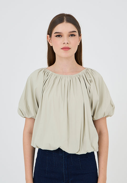Mossimo Ellie Sage Green Garterized Crop Top