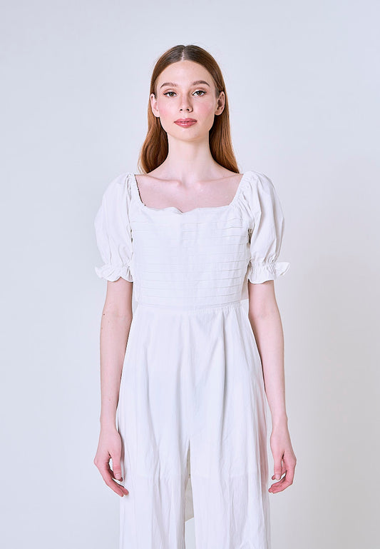 Mossimo Emma White Eyelet Jumpsuit w/Puff Sleeves