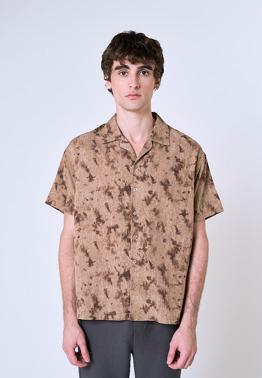 Mossimo Arden Brown Printed Loose Woven Short Sleeves