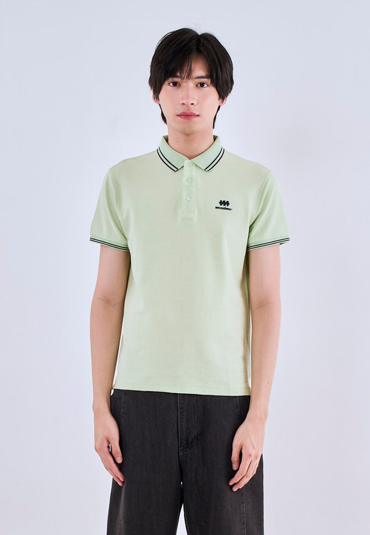 Mossimo Light Green Polo Shirt with Tipping on Collar For Men