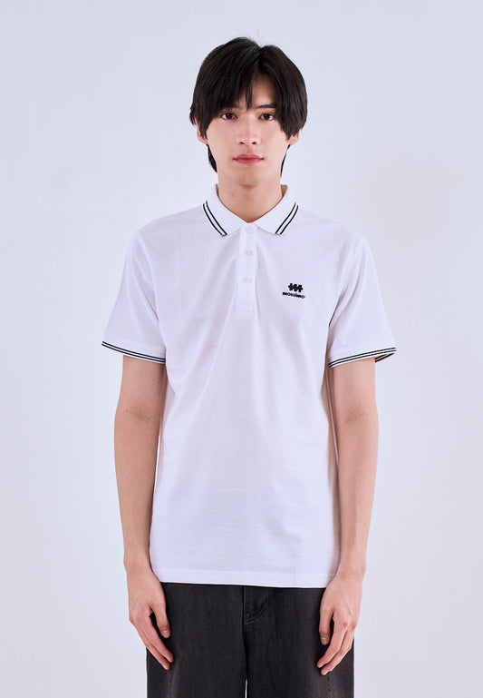 Mossimo White Polo Shirt with Tipping on Collar For Men