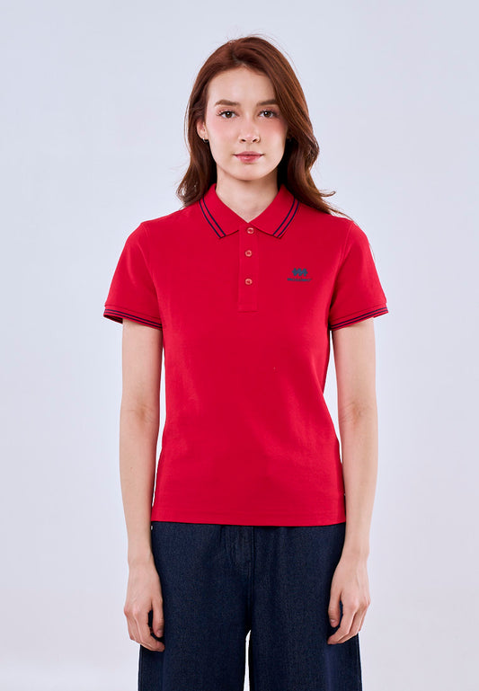 Mossimo Red Polo Tee with Tipping on Collar For Women