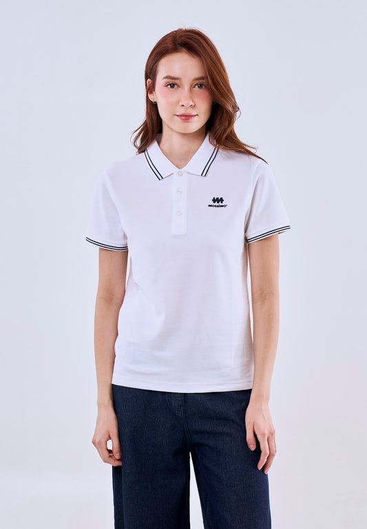 Mossimo White Polo Tee with Tipping on Collar For Women