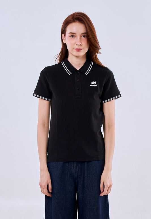 Mossimo Black Polo Tee with Tipping on Collar For Women