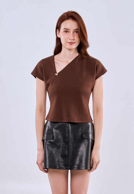 Mossimo Sophia Choco Asymmetrical Vintage Top Fashion For Women