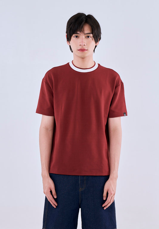 Mossimo Dominic Maroon Urban Fit Tee Premium Round Neck For Men