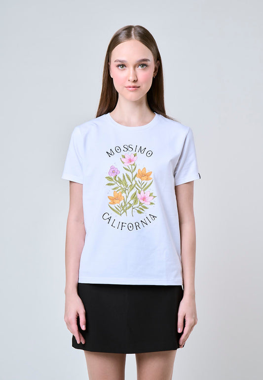 Mossimo Calista Floral White Classic Fit Tee