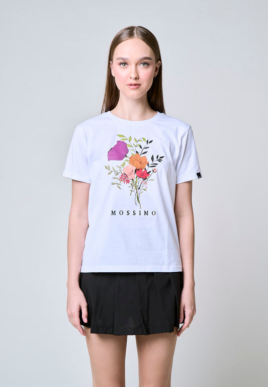 Mossimo Amaya White Floral Classic Fit Tee