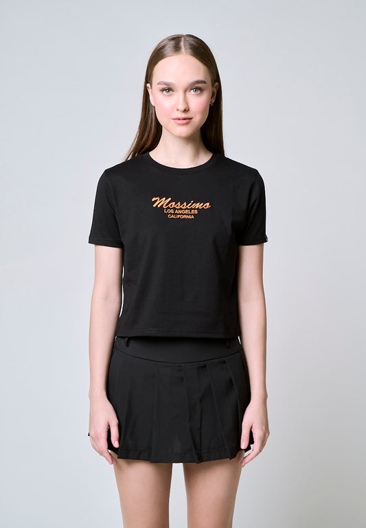 Mossimo Zephyrine Black Classic Cropped Fit Tee