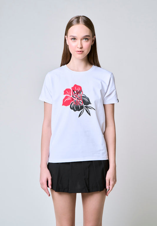 Mossimo Michelle White Floral Classic Fit Tee