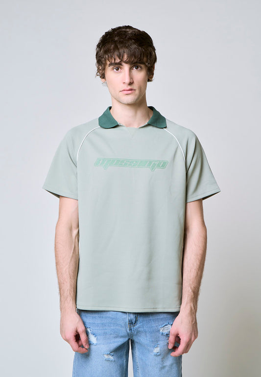 Mossimo Austin Sage Green Raglan Comfort Polo Shirt