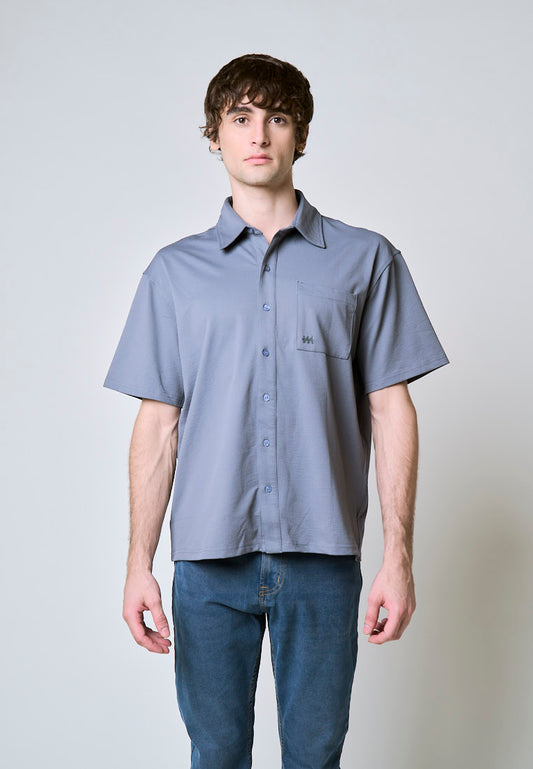 Mossimo Anthony Dark Gray Button Down Boxy Polo Shirt