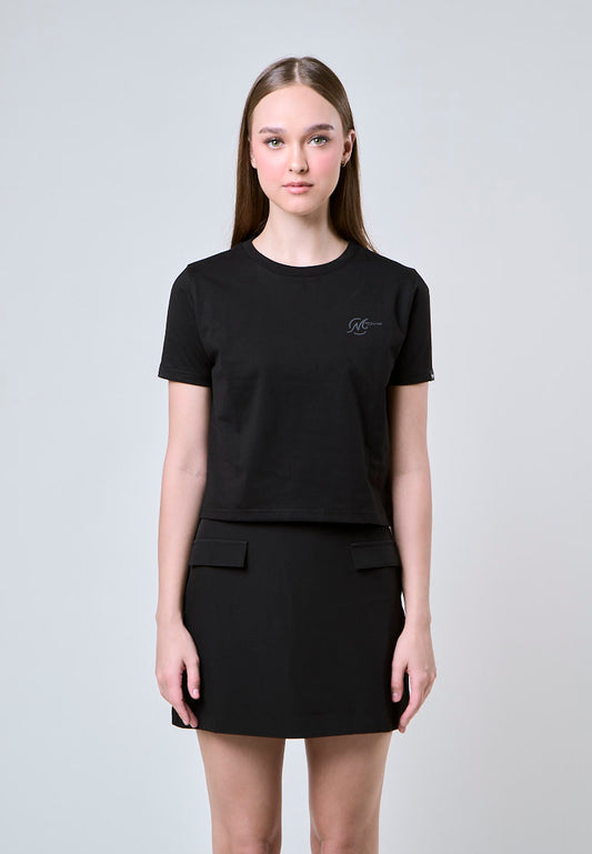 Mossimo Victoria Black Classic Crop Fit Tee