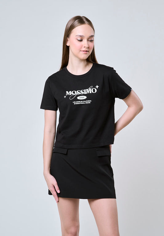Mossimo Ashley Black Classic Cropped Fit Tee