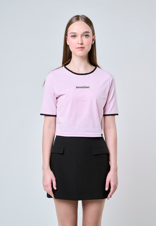 Mossimo Asha Pink Retro Cropped Fit Tee