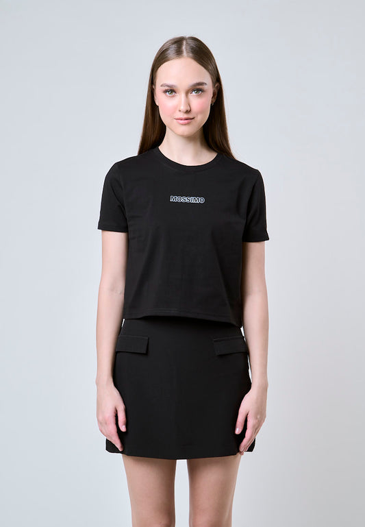 Mossimo Maxine Black Classic Crop Fit Tee