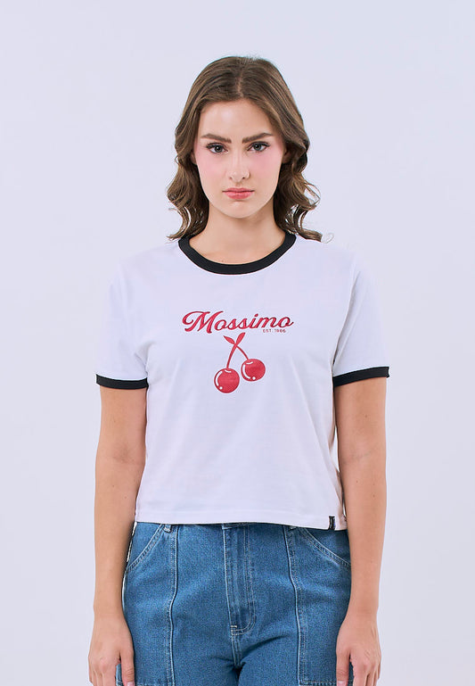 Mossimo Valerie White Classic Cropped Fit Tee For Women