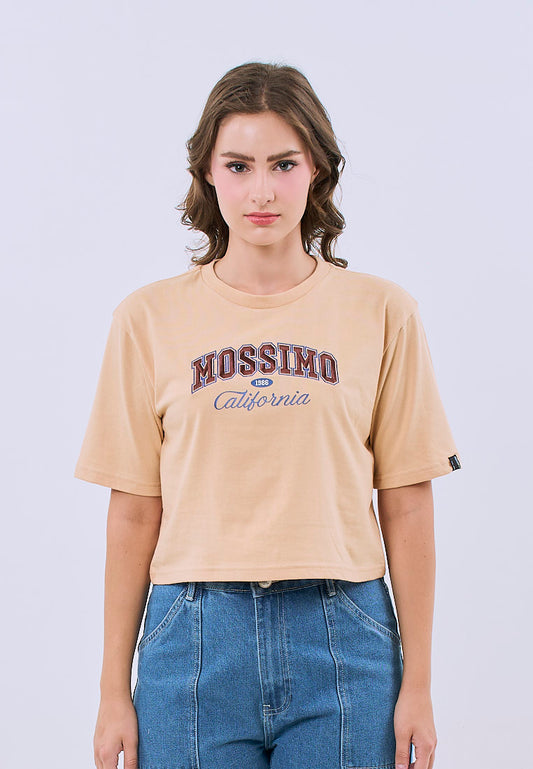 Mossimo Amelie Beige Modern Cropped Fit Tee For Women