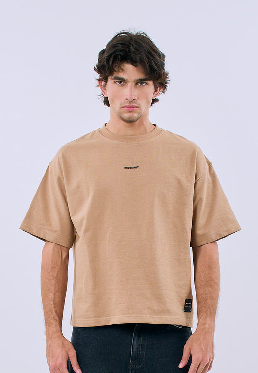 Mossimo Men's Pale Khaki Premium Small Embossed Contemporary Fit Tee