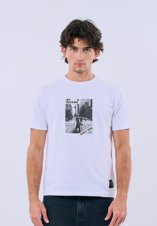 Mossimo Unisex White Graphic Unisex Fit Tee