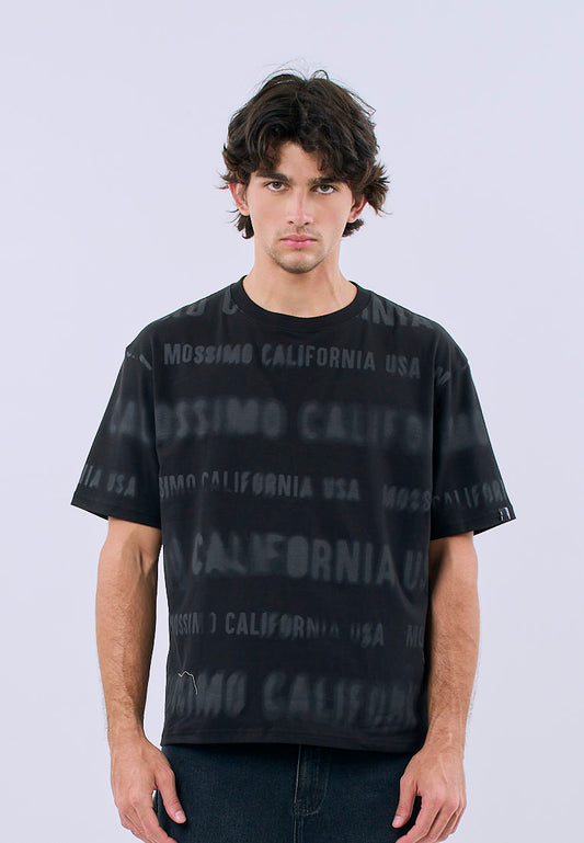 Mossimo Men's Black All Over Print California USA Modern Fit Tee